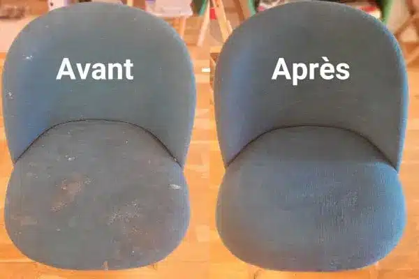Nettoyage chaises avant et après à Lyon — résultat professionnel Clean Passion