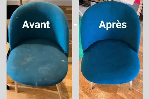 Nettoyage chaise tissu avant et après à Villeurbanne — Clean Passion Nettoyage